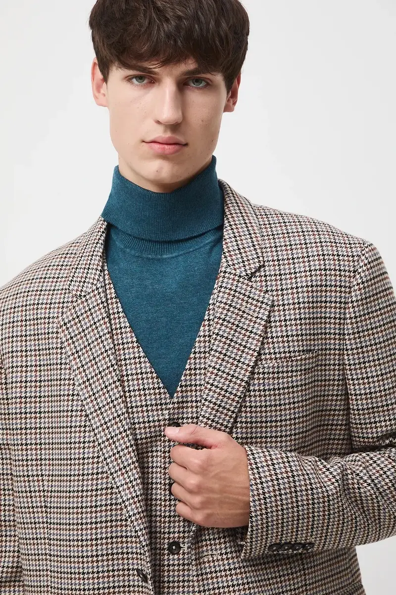 Medicine Giacca marrone slim fit con spalline imbottite miniatura 4