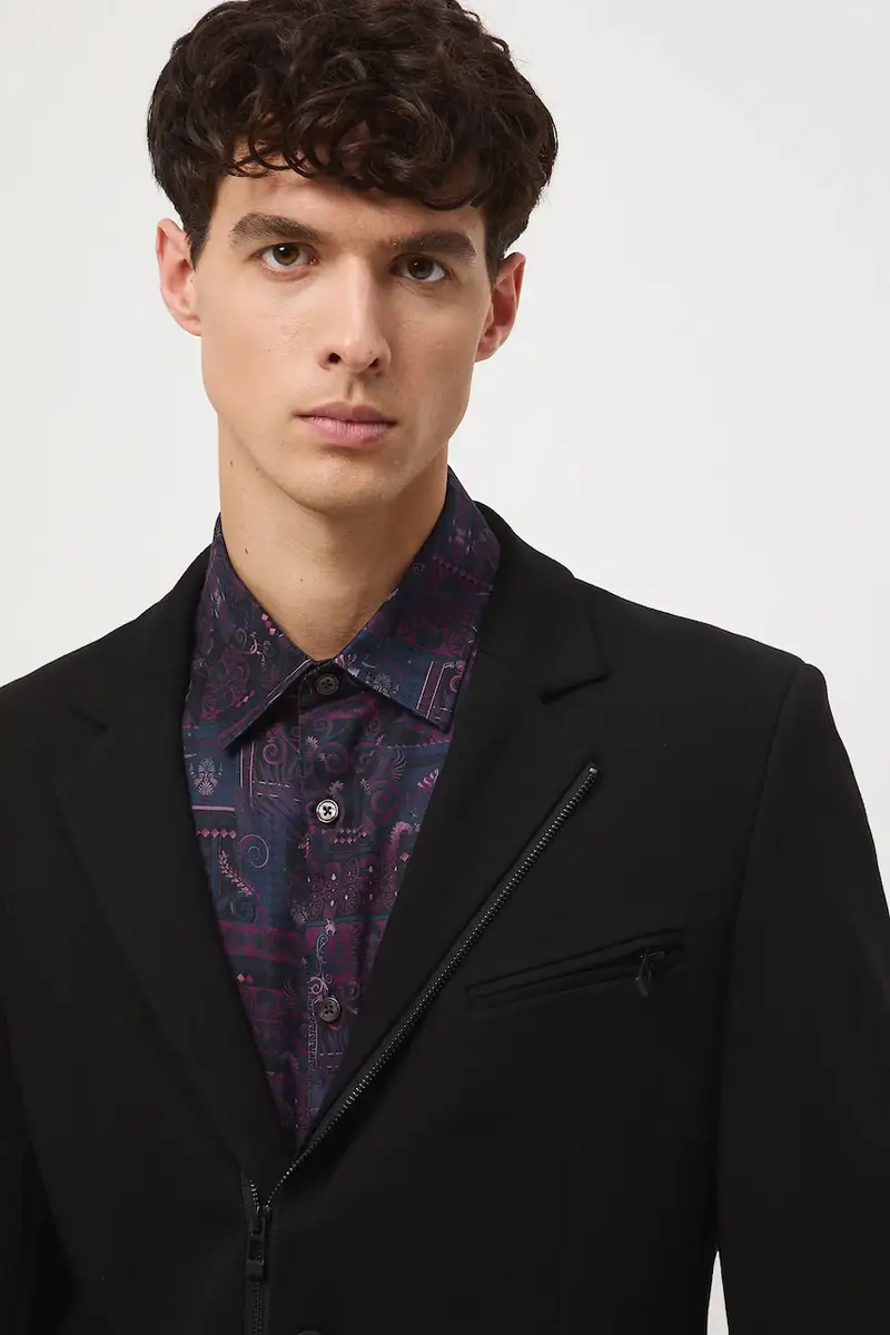 Medicine Giacca nera slim fit con spalline imbottite miniatura 4