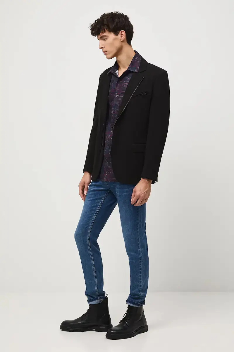 Medicine Giacca nera slim fit con spalline imbottite