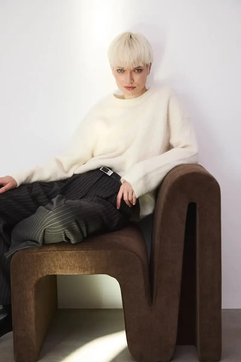maglione con lana di alpaca Beige