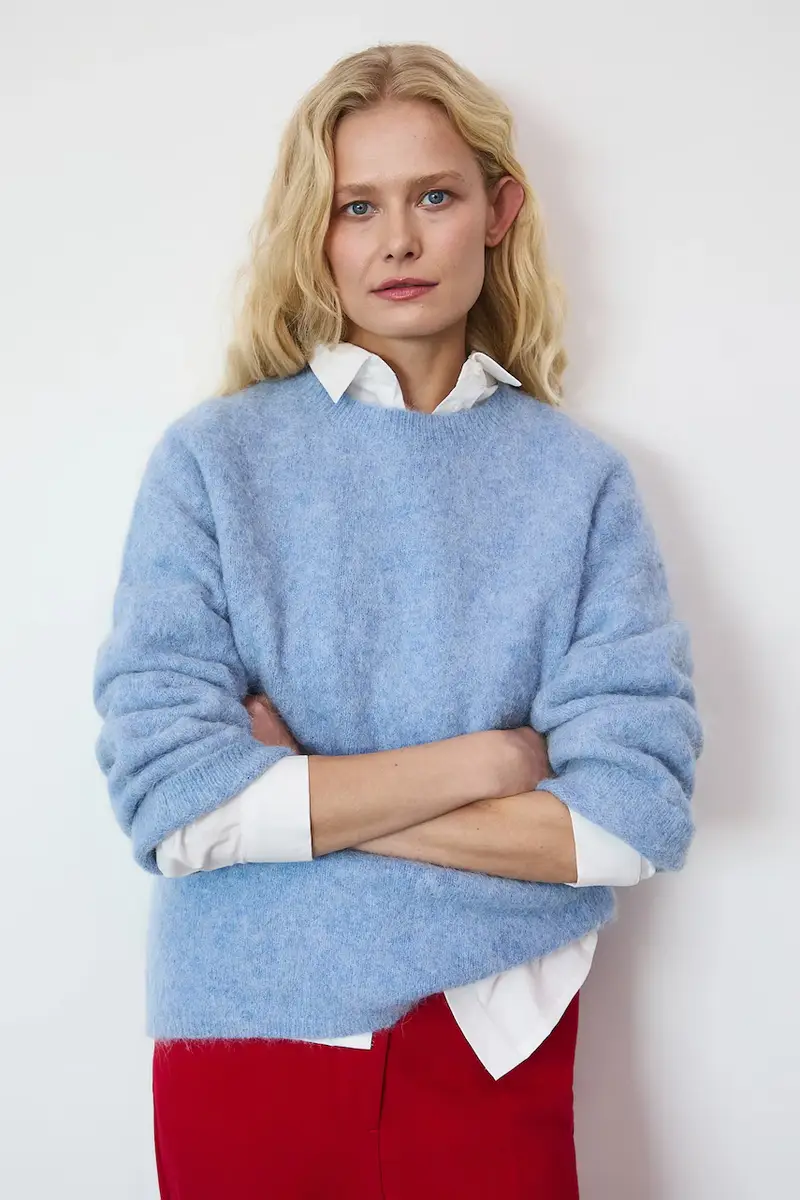 maglione con lana di alpaca Blu