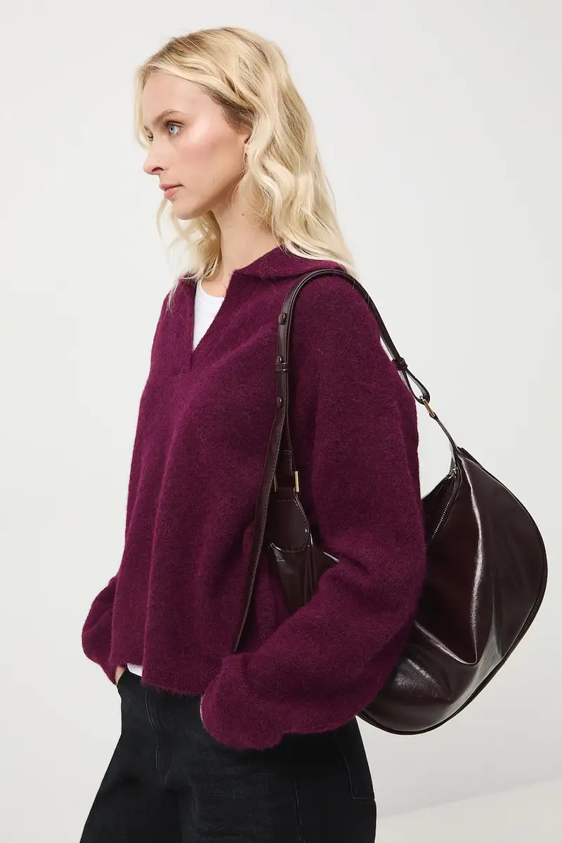 maglione con lana di alpaca colore granata miniatura 2