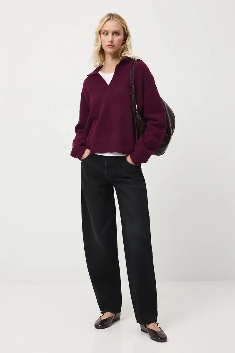 maglione con lana di alpaca colore granata miniatura 3