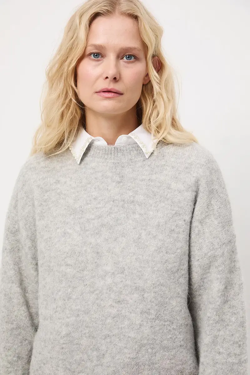 maglione con lana di alpaca Grigio miniatura 4