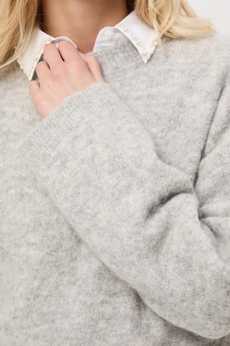 maglione con lana di alpaca Grigio miniatura 5