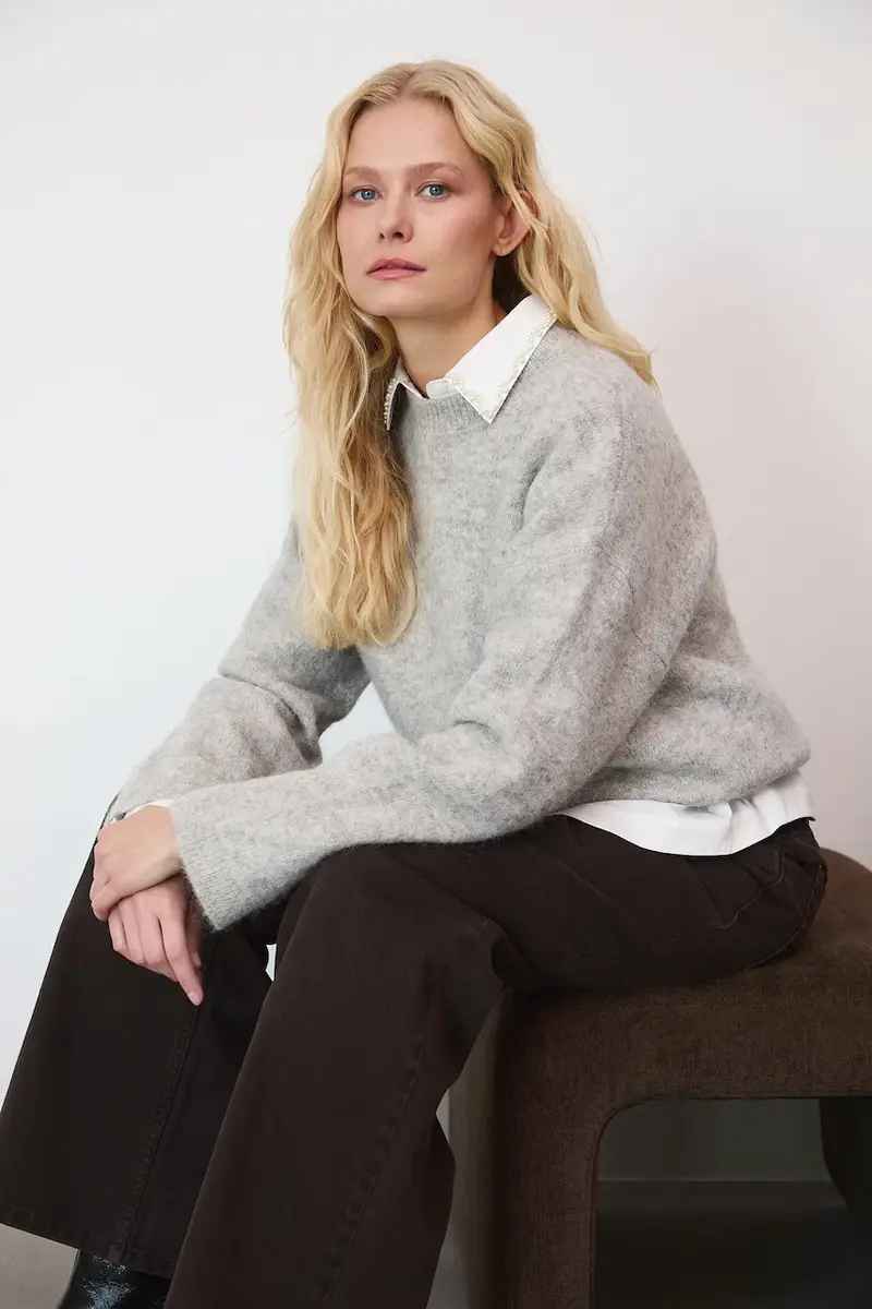maglione con lana di alpaca Grigio