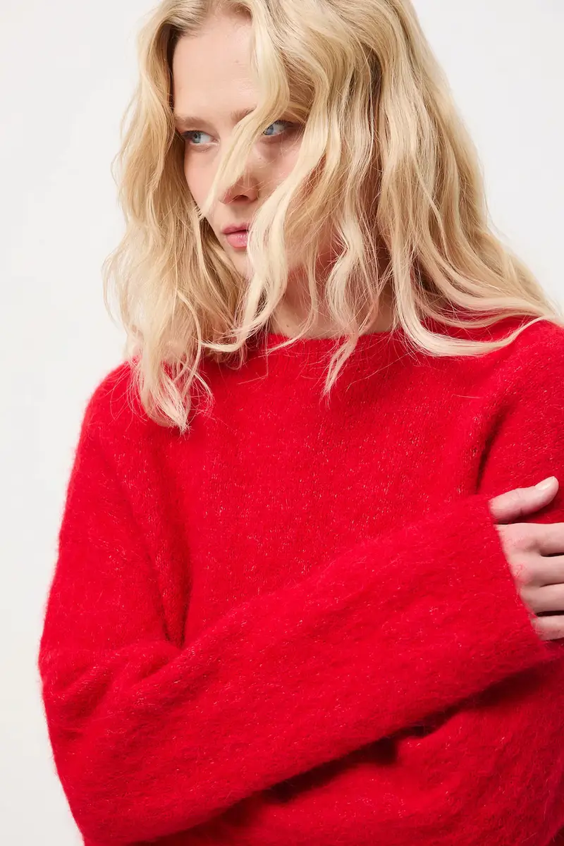 maglione con lana di alpaca Rosso miniatura 5