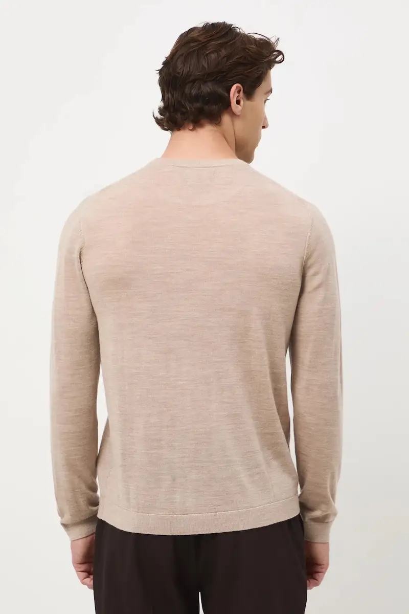 maglione in lana merino Beige miniatura 3