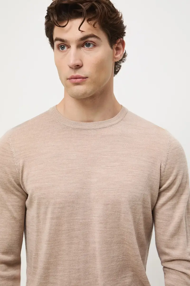 maglione in lana merino Beige miniatura 4