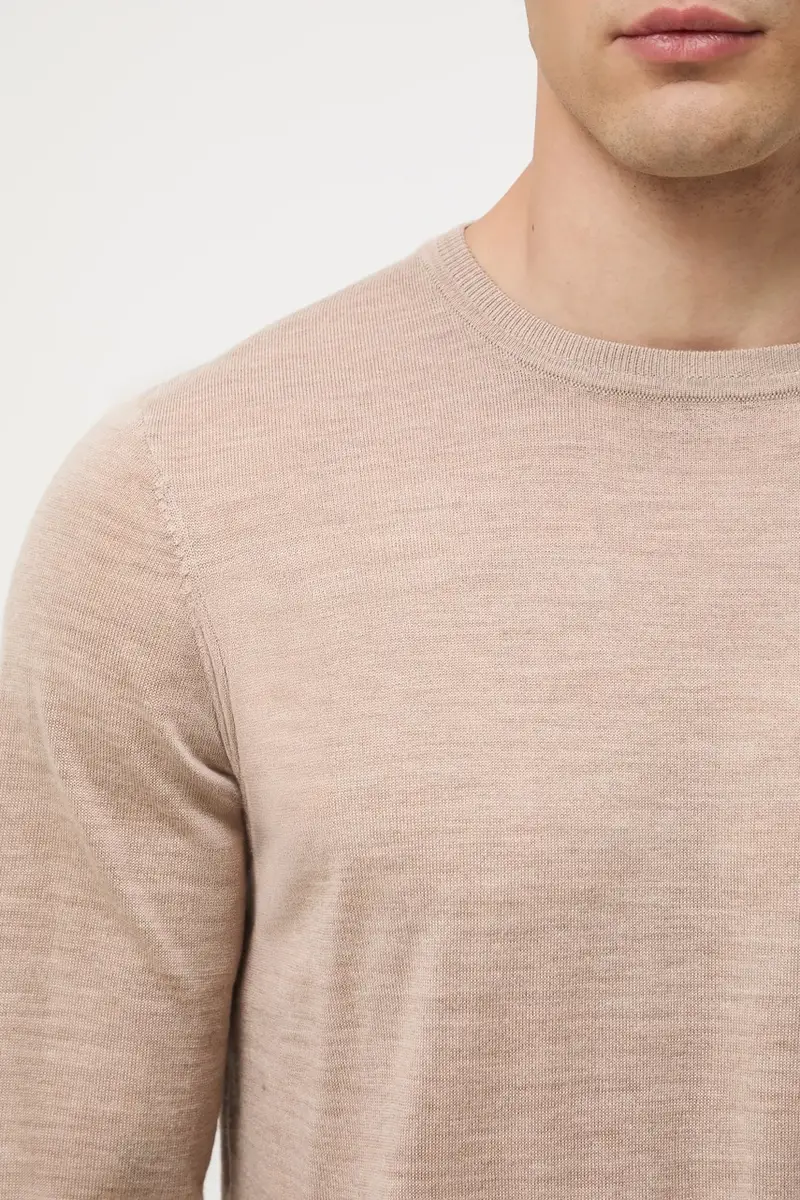 maglione in lana merino Beige miniatura 5