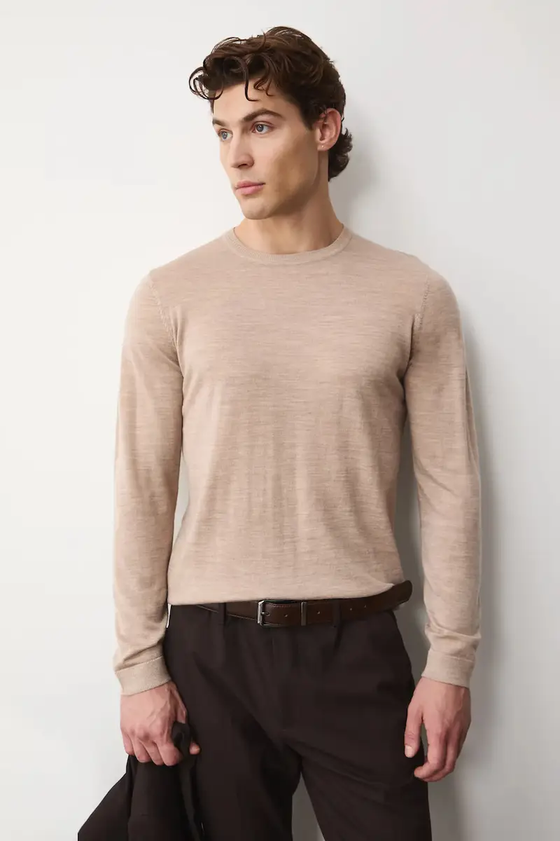 maglione in lana merino Beige