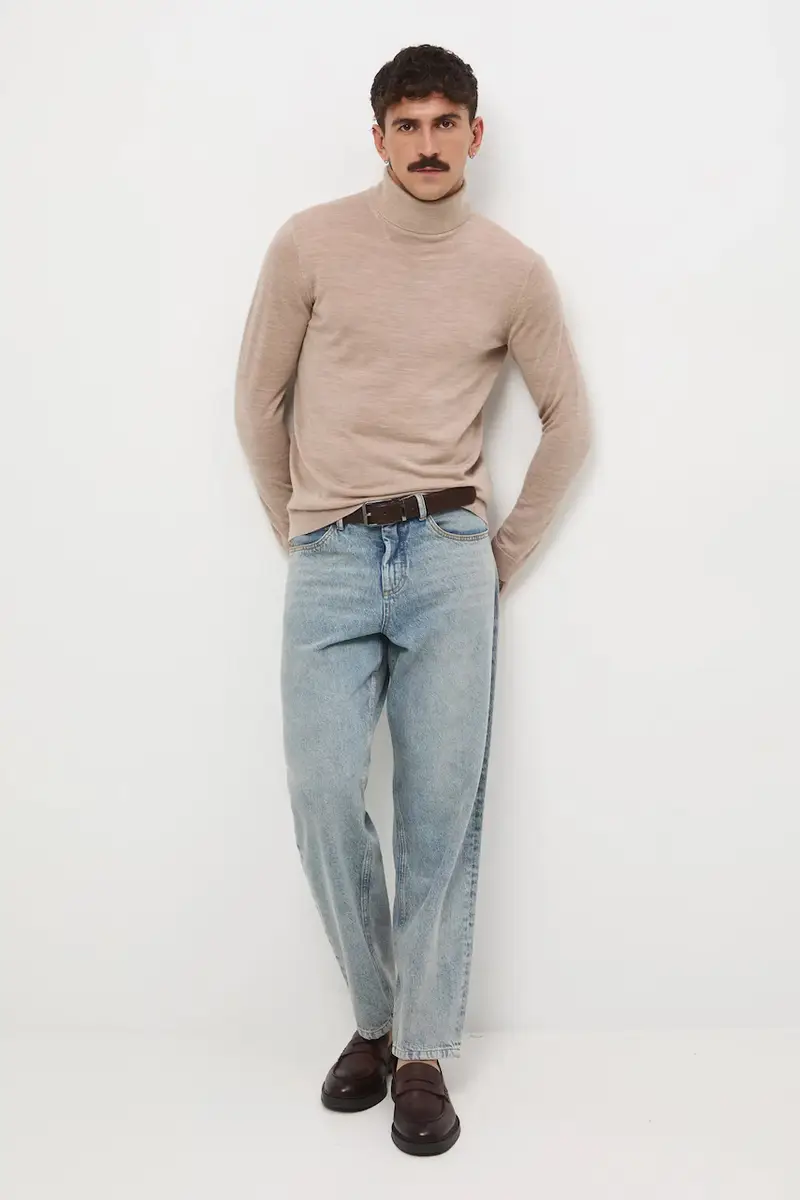 maglione in lana merino Beige miniatura 2