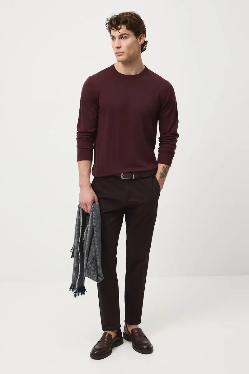 maglione in lana merino Marrone miniatura 2