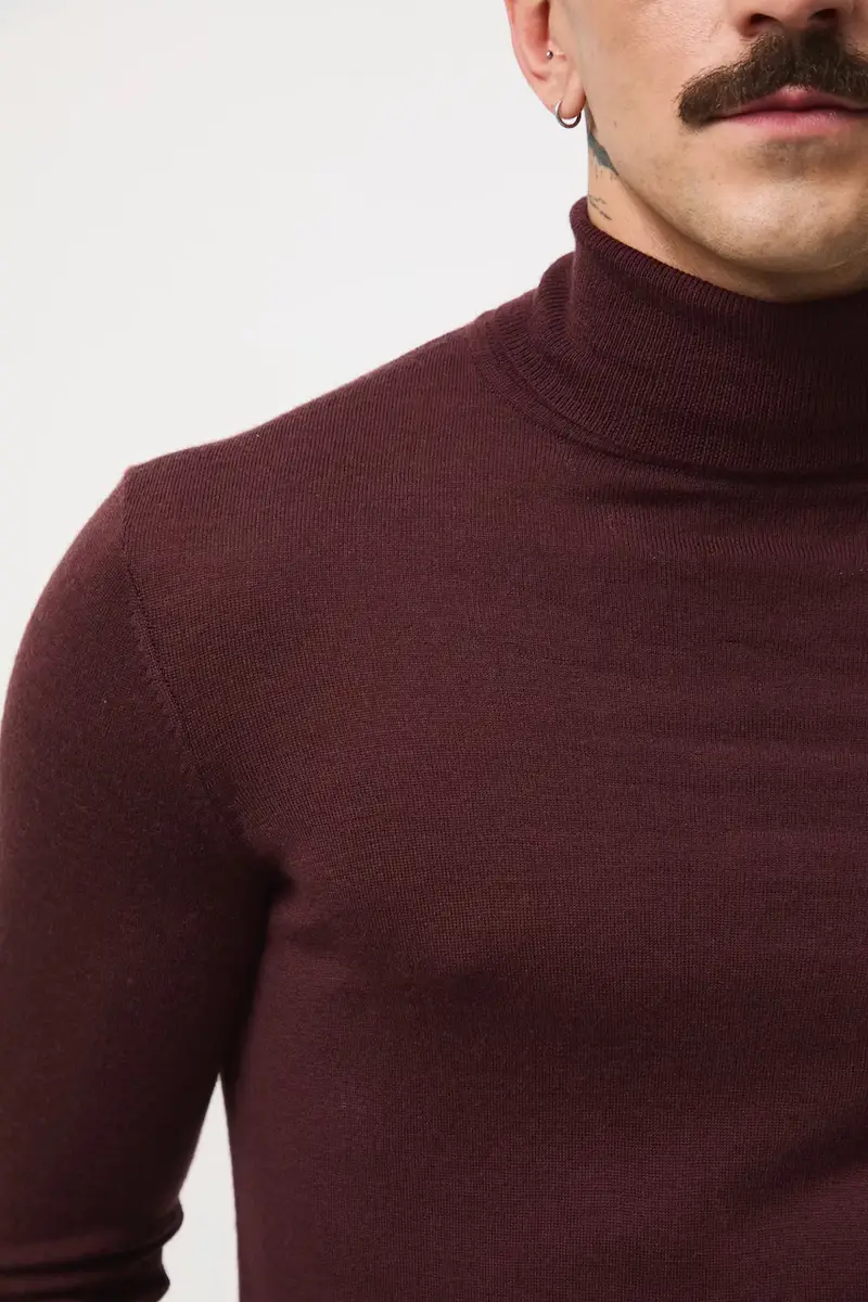 maglione in lana merino Marrone miniatura 5