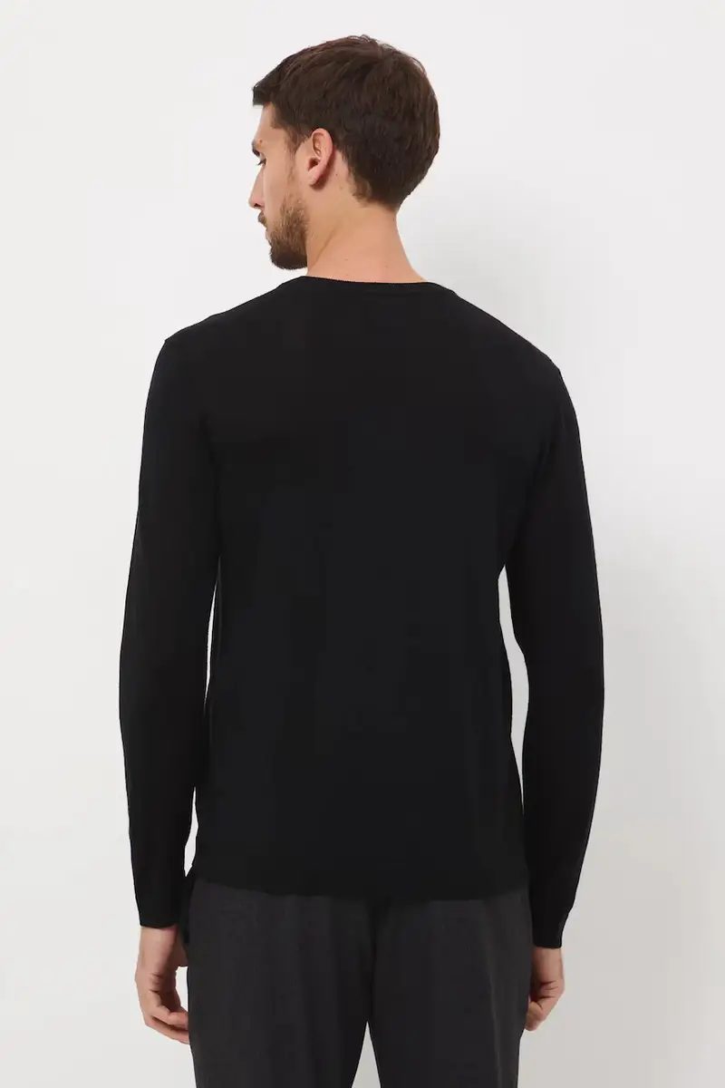 maglione in lana merino Nero miniatura 3