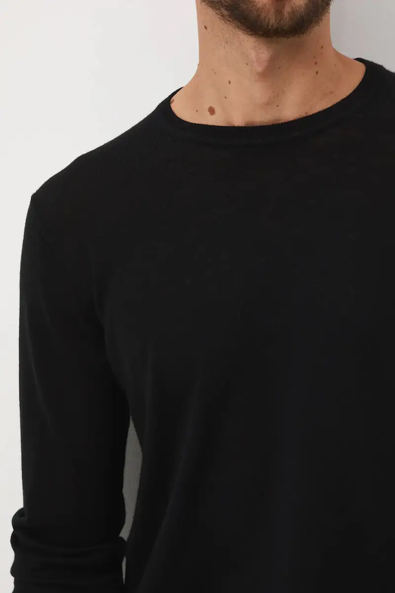 maglione in lana merino Nero miniatura 4