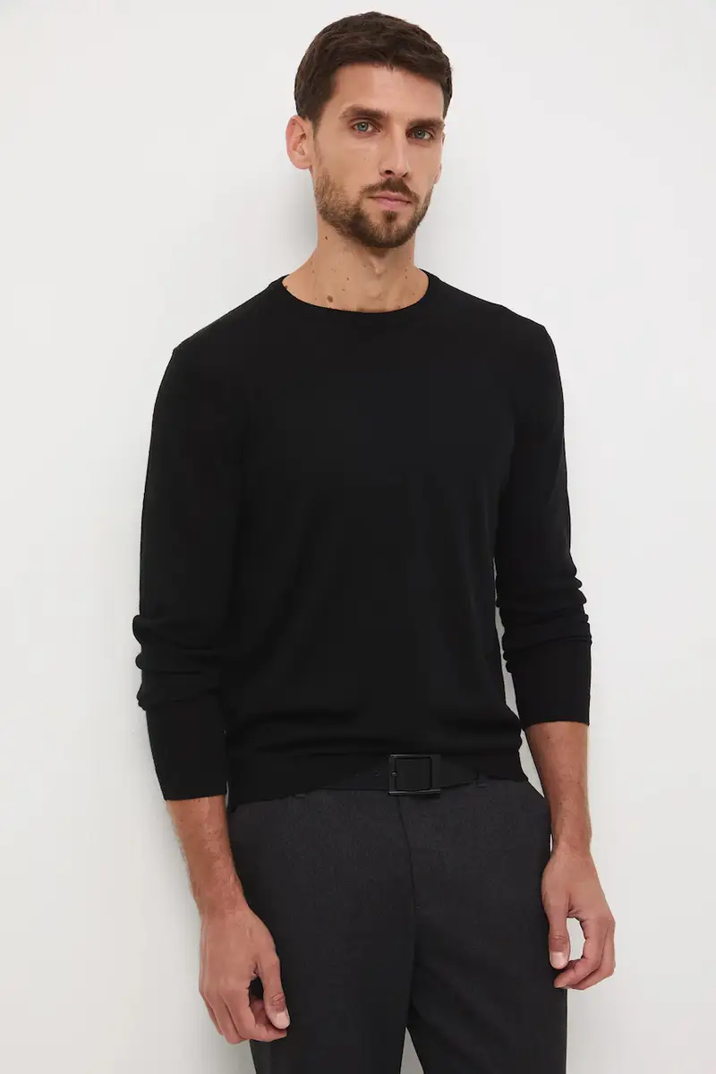 maglione in lana merino Nero miniatura 5