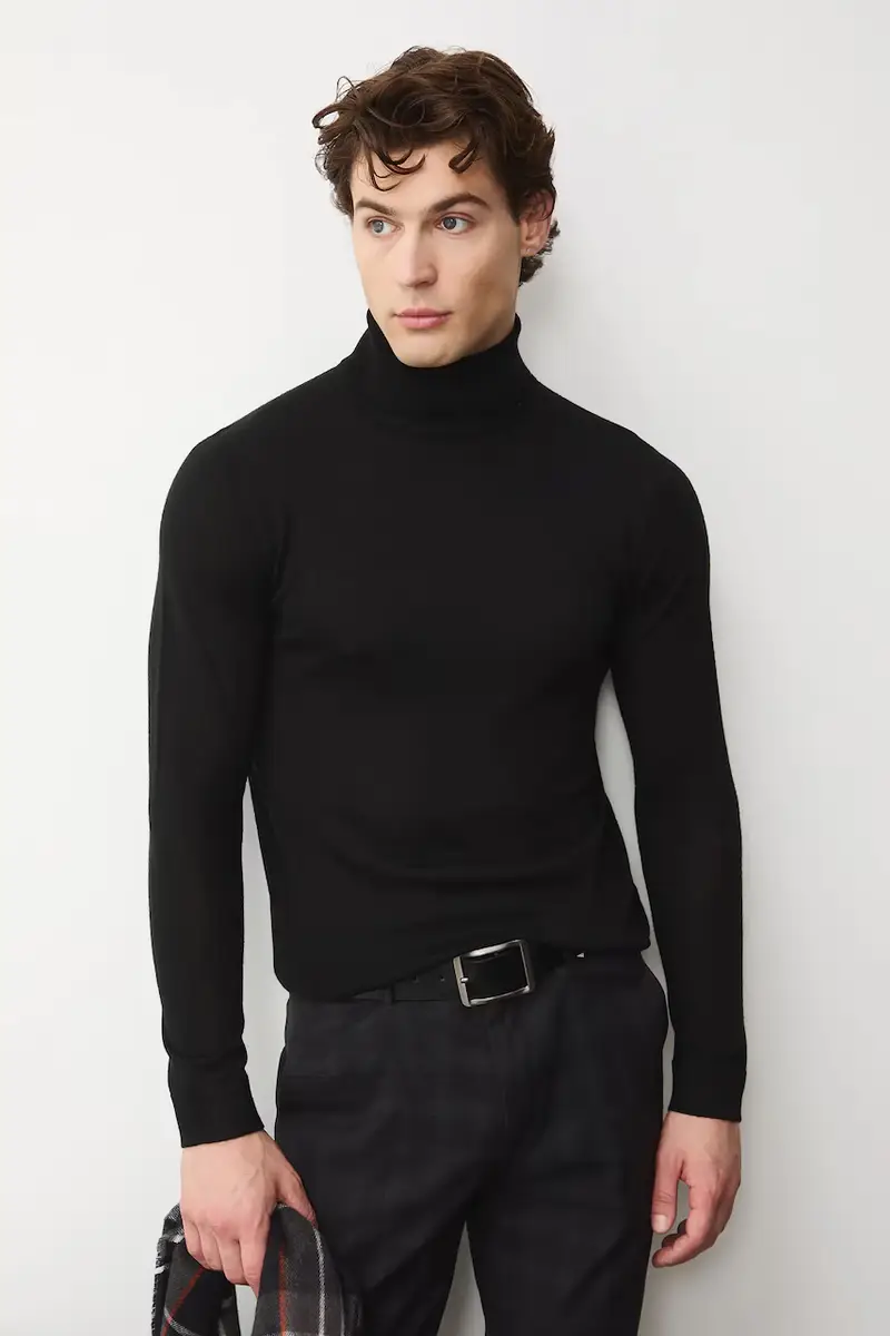 maglione in lana merino Nero miniatura 2