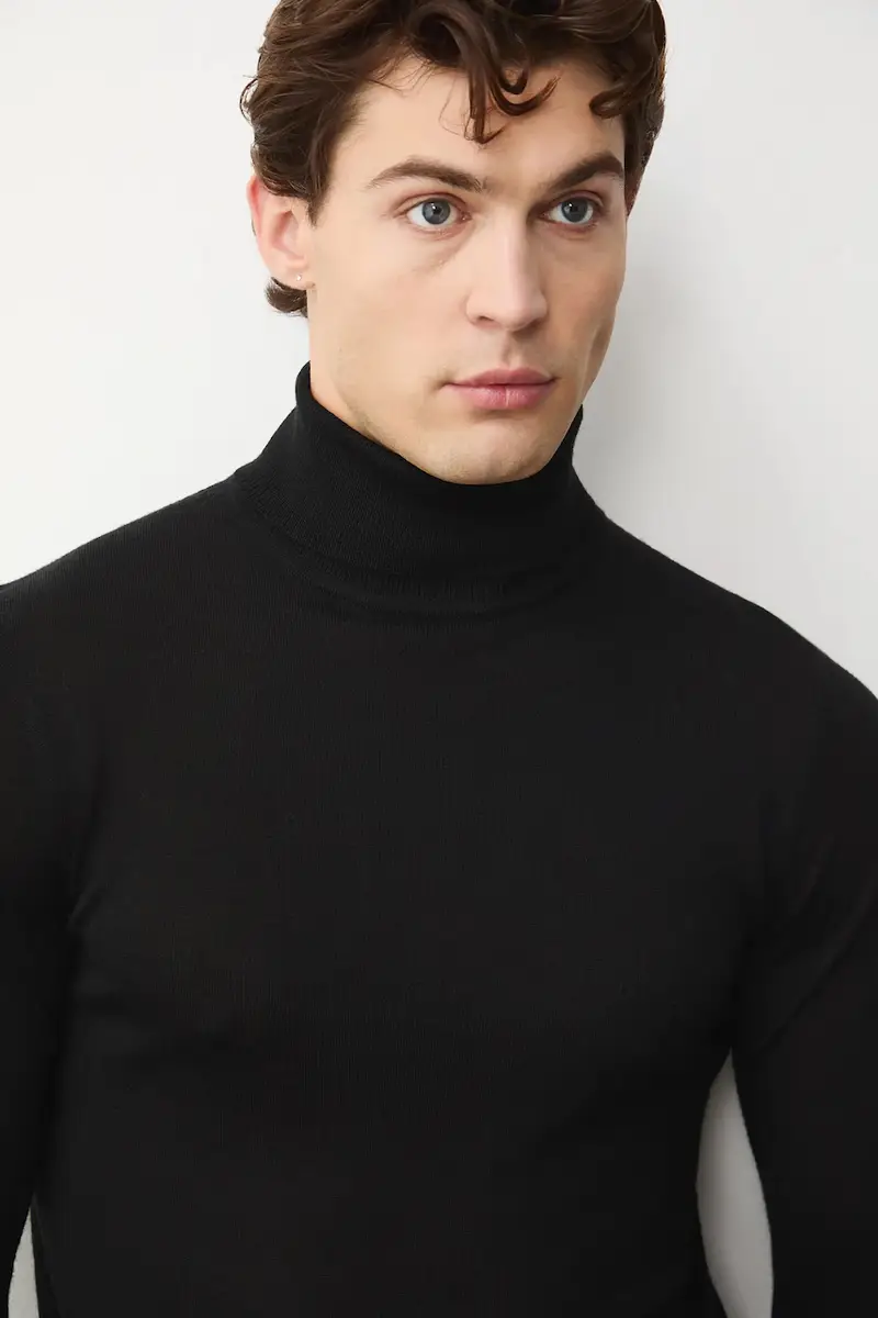 maglione in lana merino Nero miniatura 4