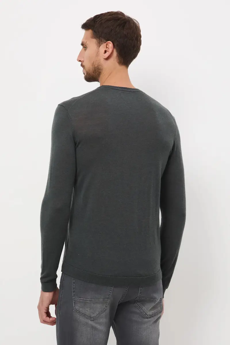 maglione in lana merino Verde miniatura 3