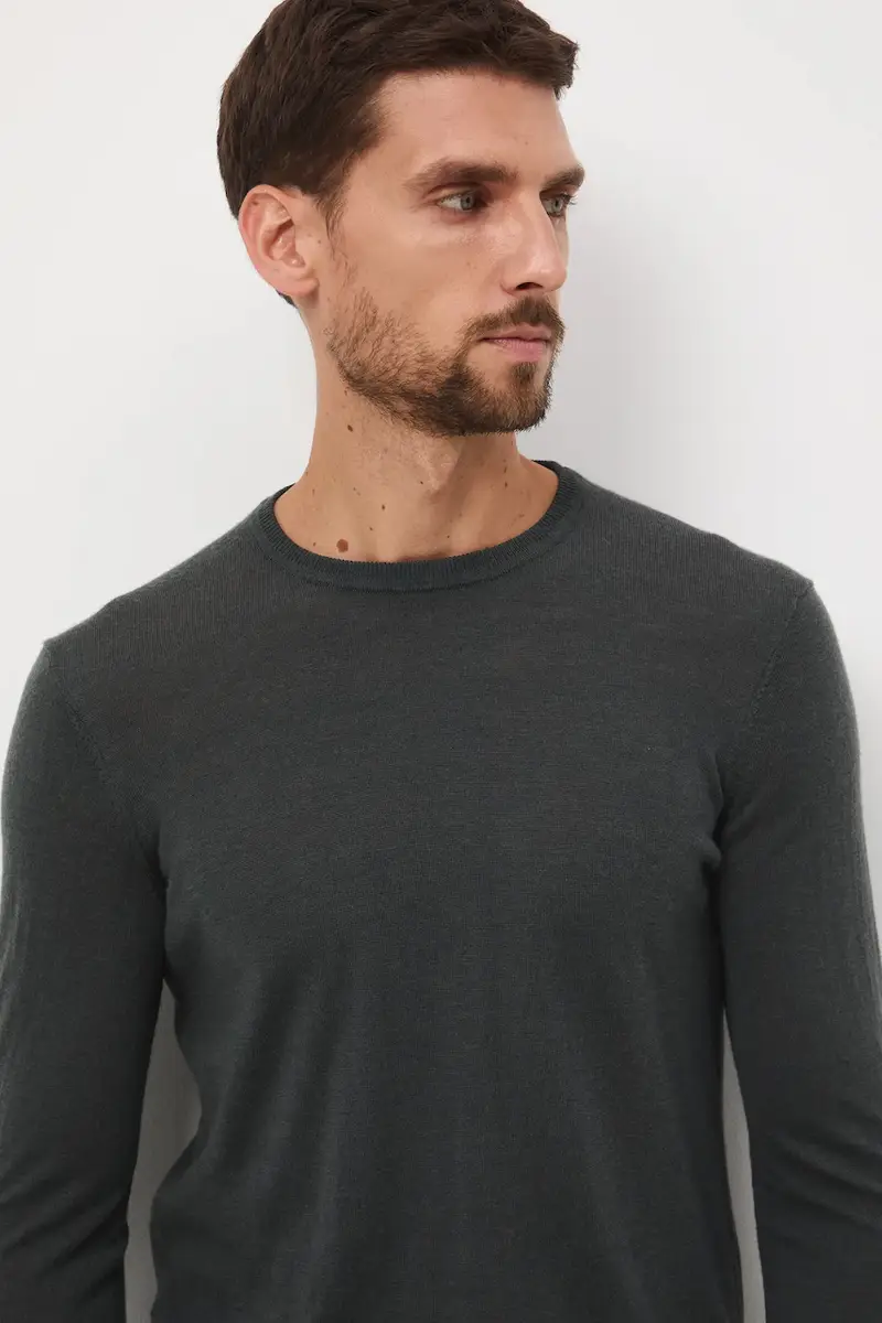 maglione in lana merino Verde miniatura 4