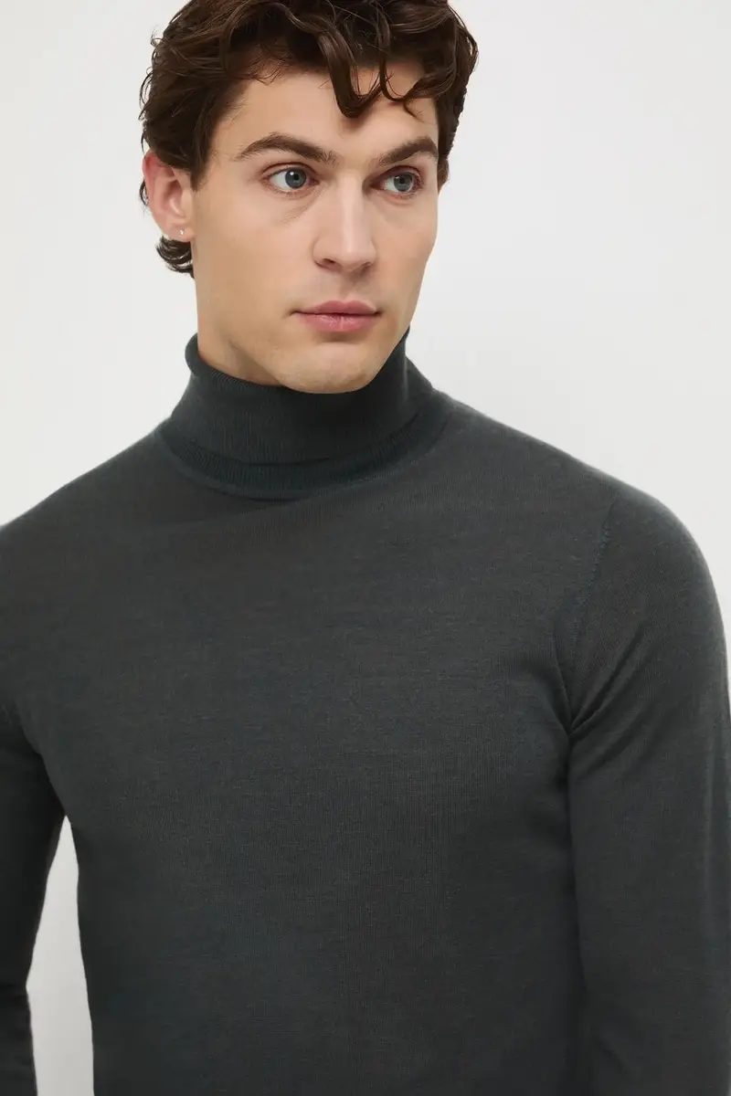 maglione in lana merino Verde miniatura 4