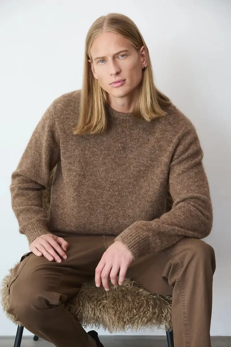 maglione uomo colore marrone miniatura 2