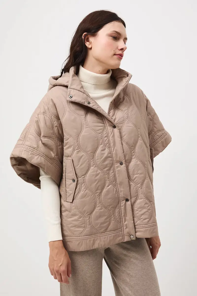 poncho colore beige miniatura 2