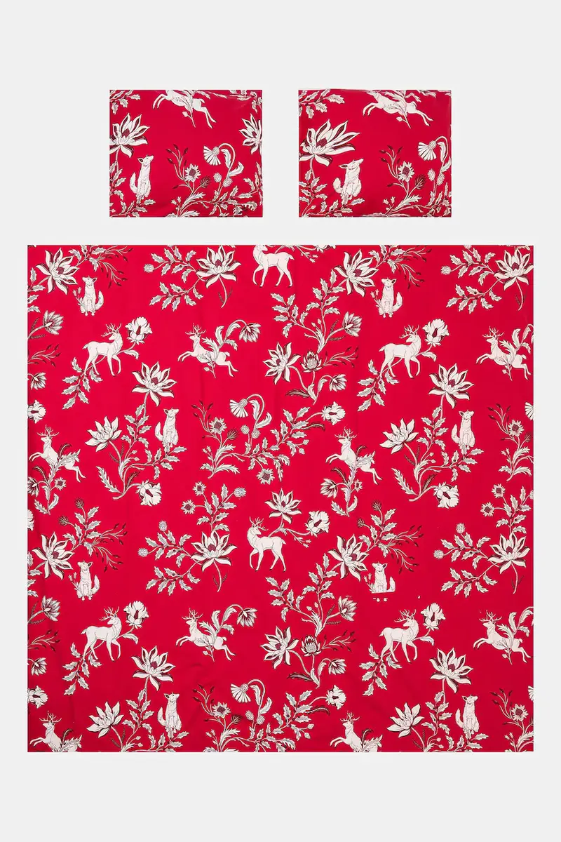 set completo letto 50 x 60 cm / 200 x 200 cm Rosso miniatura 3