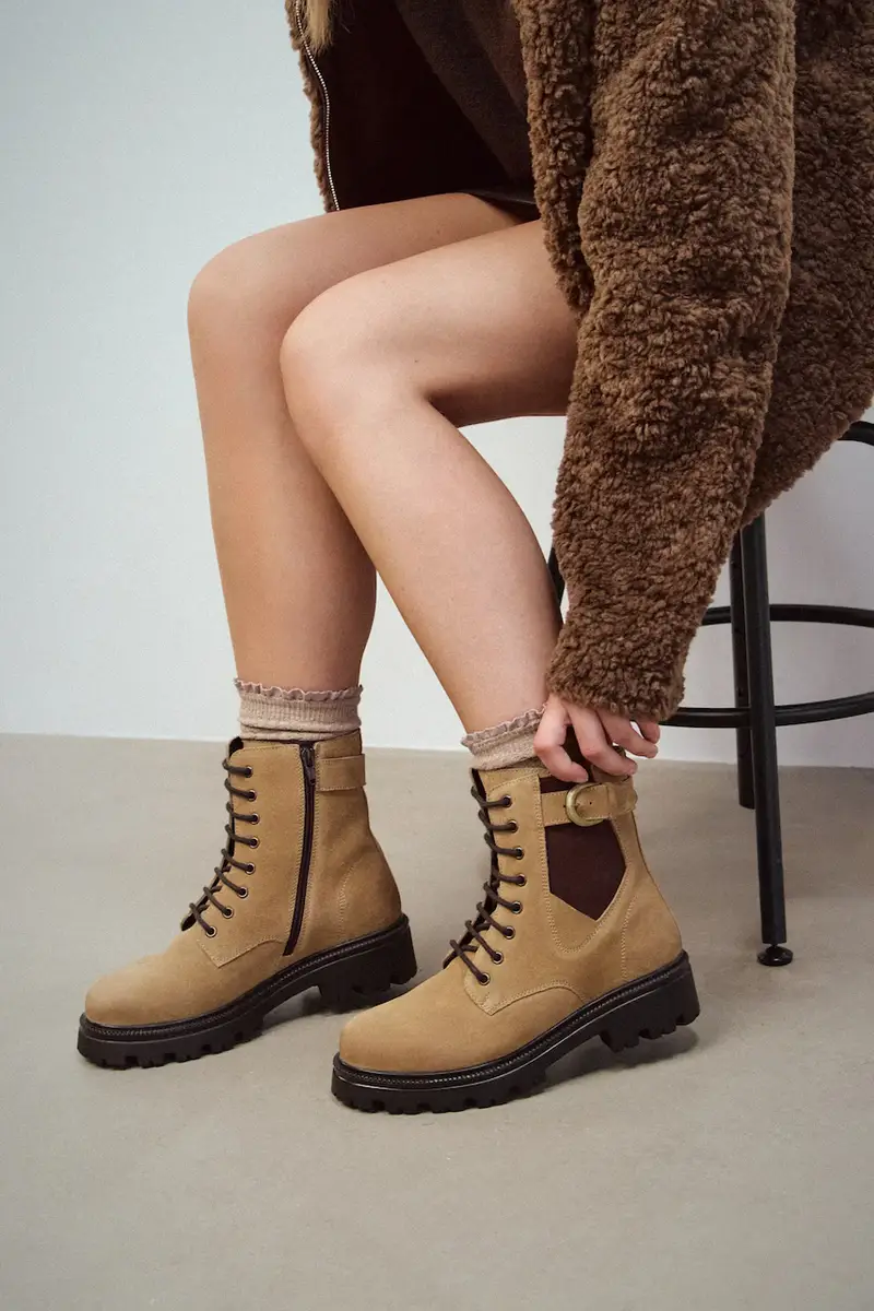 stivaletti alla caviglia donna colore beige