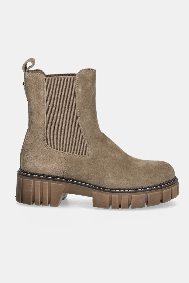 stivaletti alla caviglia in camoscio Beige miniatura 3