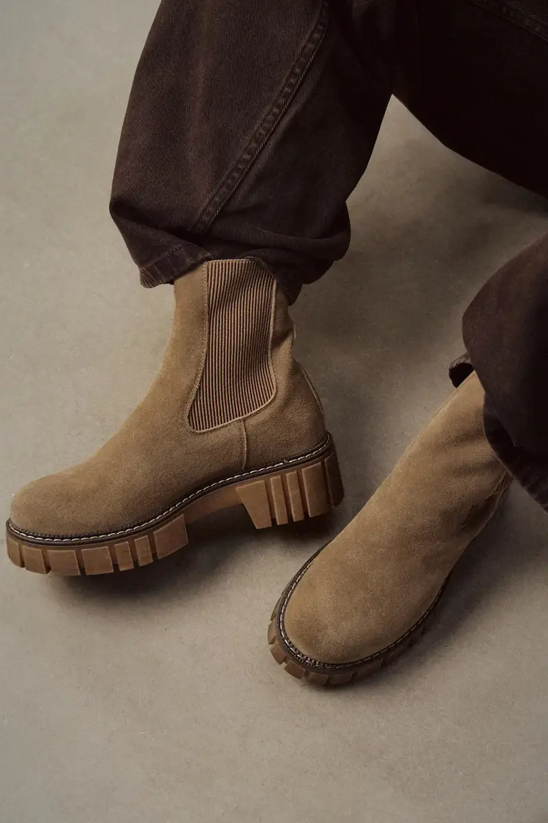 stivaletti alla caviglia in camoscio Beige