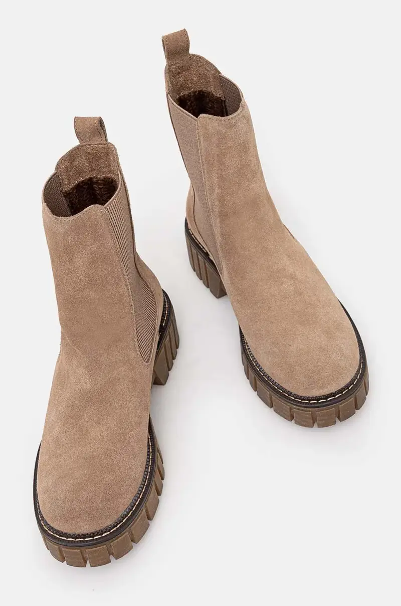 stivaletti alla caviglia in camoscio donna colore beige miniatura 5