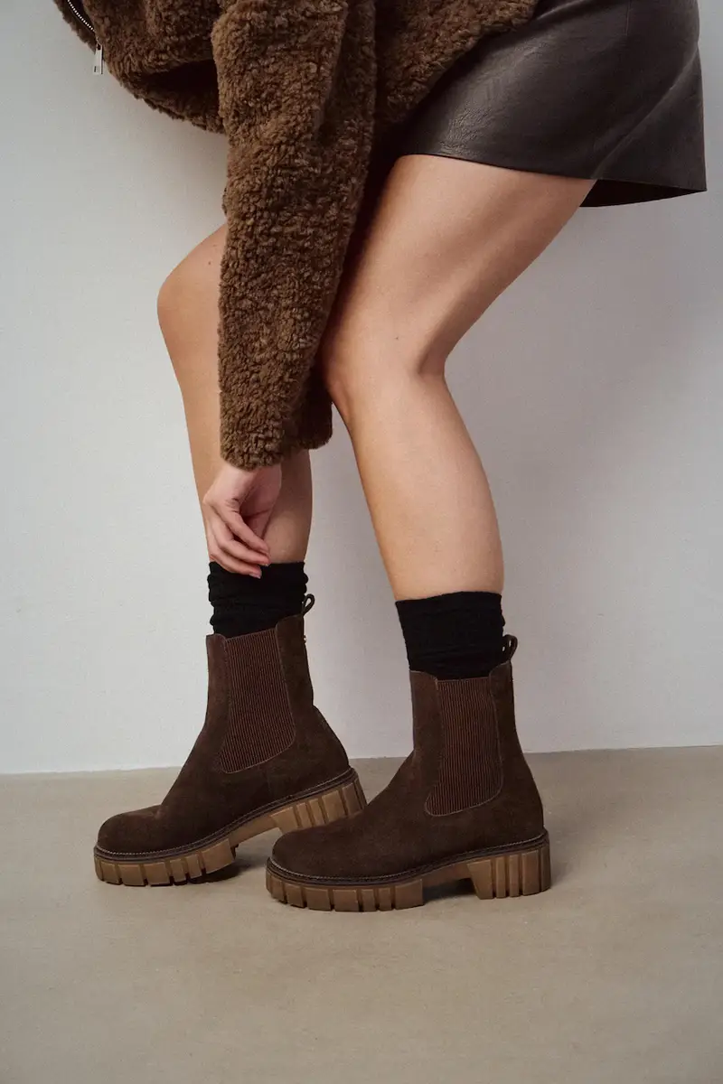 stivaletti alla caviglia in camoscio Marrone