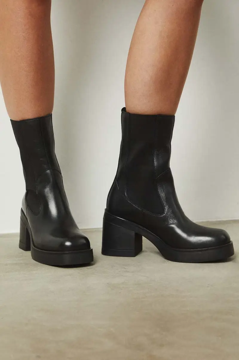 stivaletti alla caviglia in pelle colore nero miniatura 2