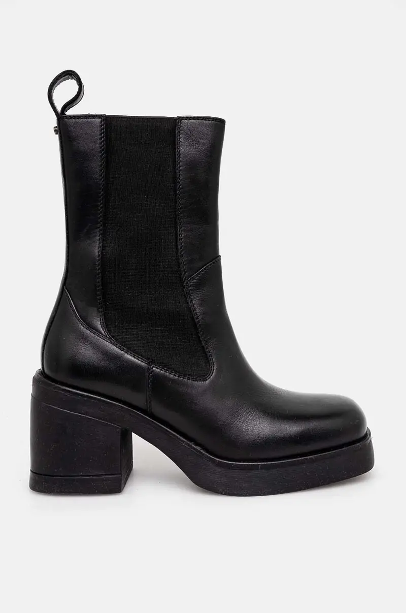 stivaletti alla caviglia in pelle colore nero miniatura 4