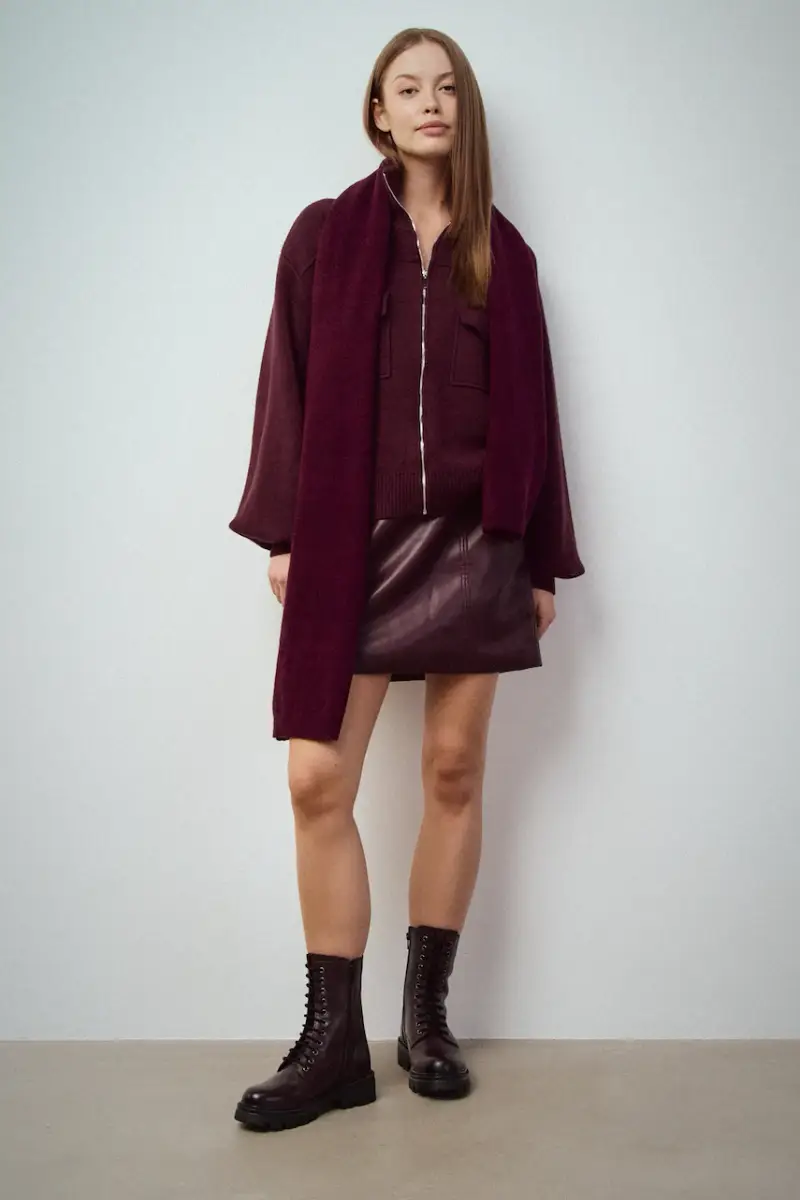 stivaletti alla caviglia in pelle donna colore granata