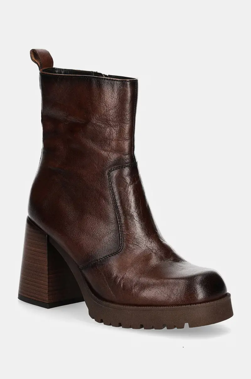 stivaletti alla caviglia in pelle donna colore marrone miniatura 2