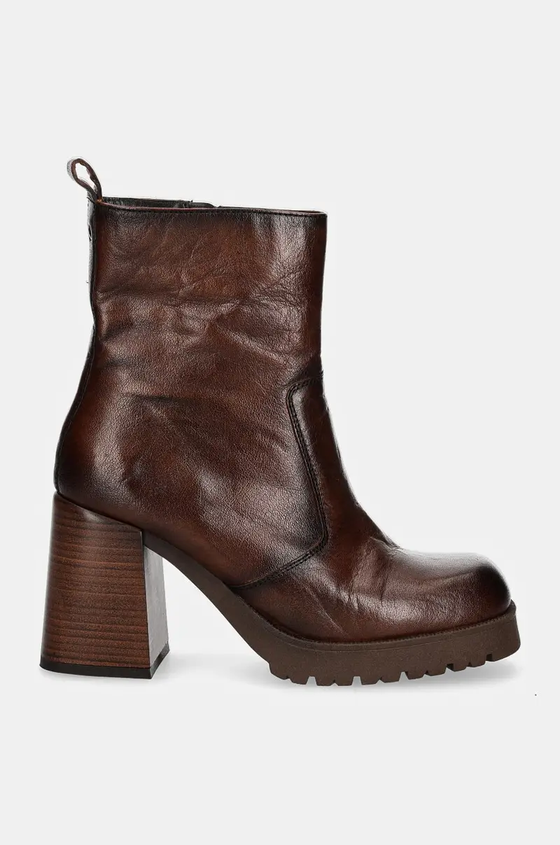 stivaletti alla caviglia in pelle donna colore marrone miniatura 3