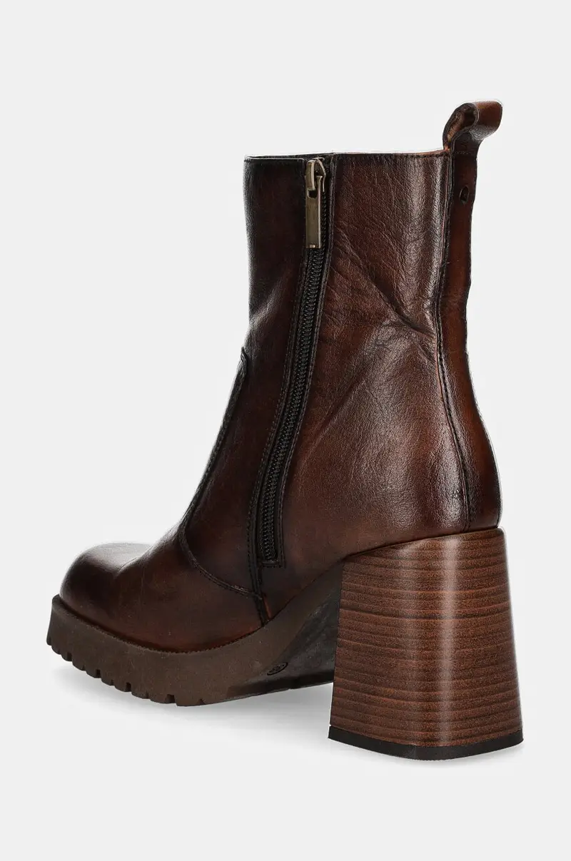 stivaletti alla caviglia in pelle donna colore marrone miniatura 4