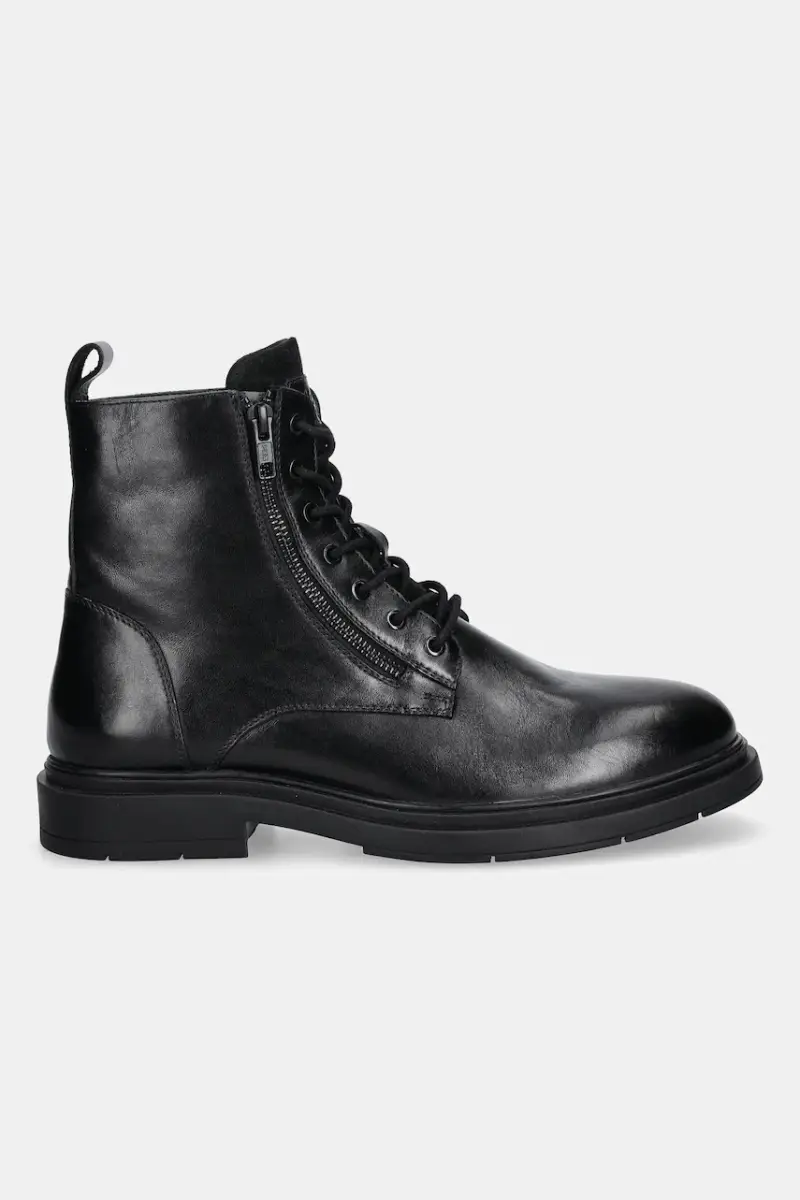 stivali alti in pelle colore nero miniatura 3