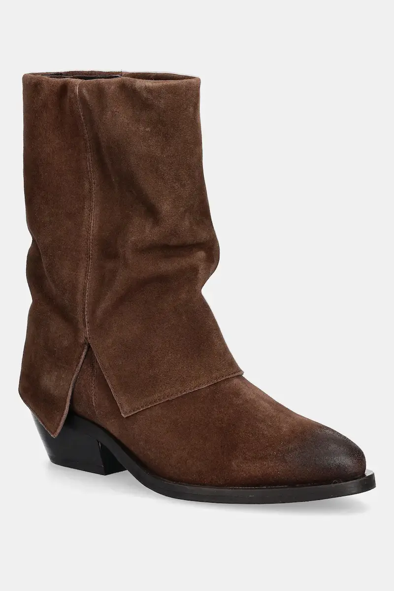 stivali cowboy in pelle scamosciata Marrone miniatura 2