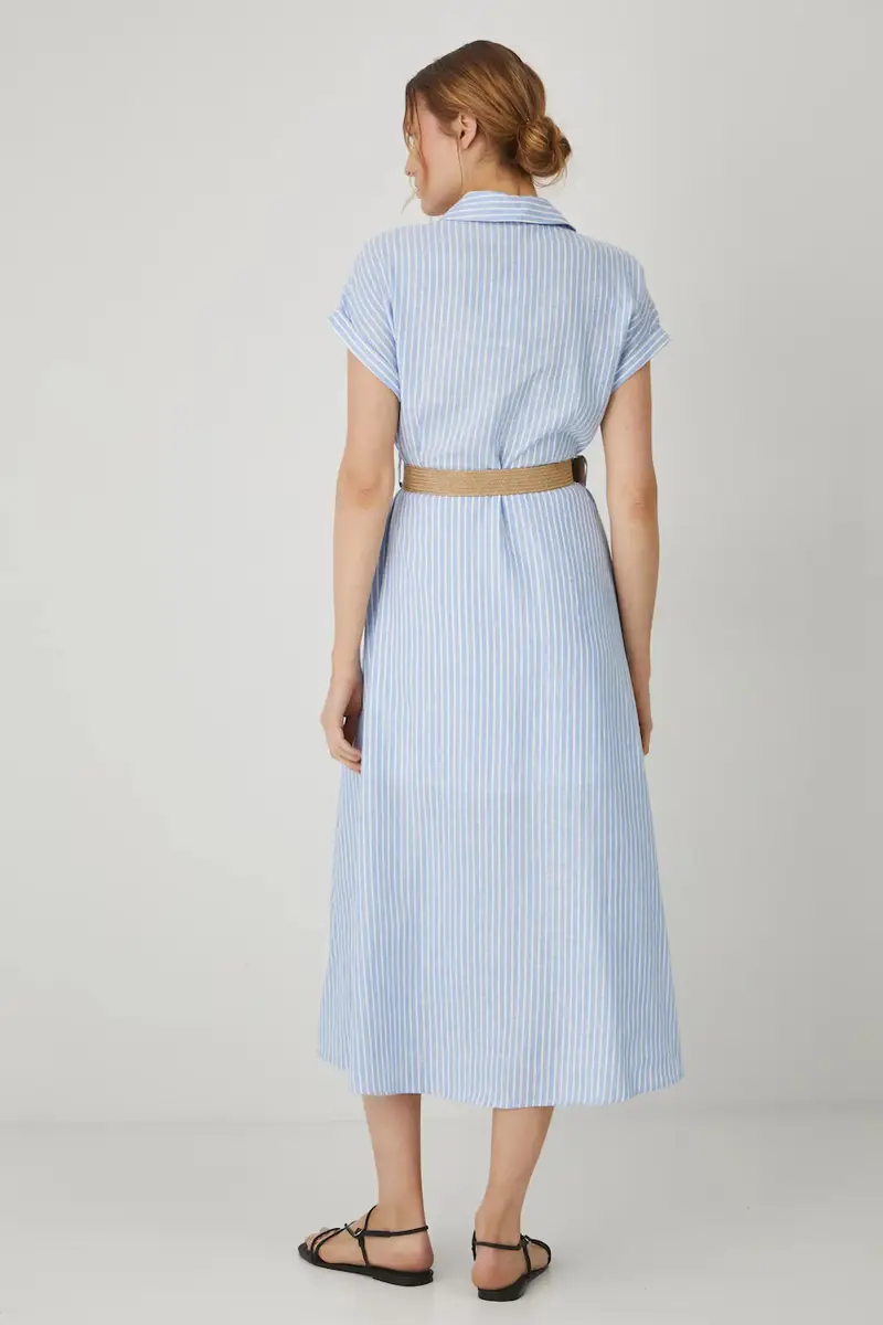 vestito di lino colore blu miniatura 2