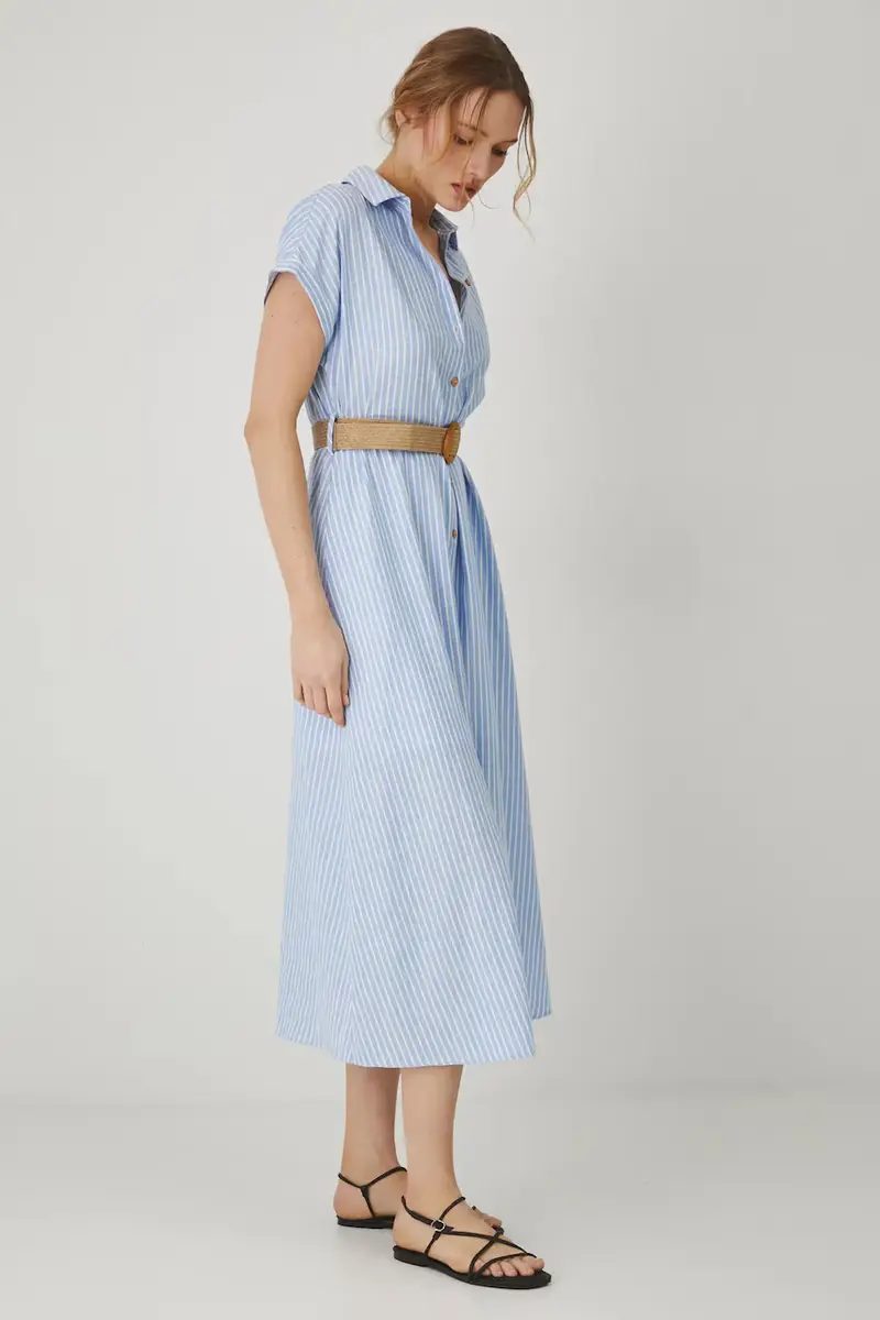 vestito di lino colore blu miniatura 3