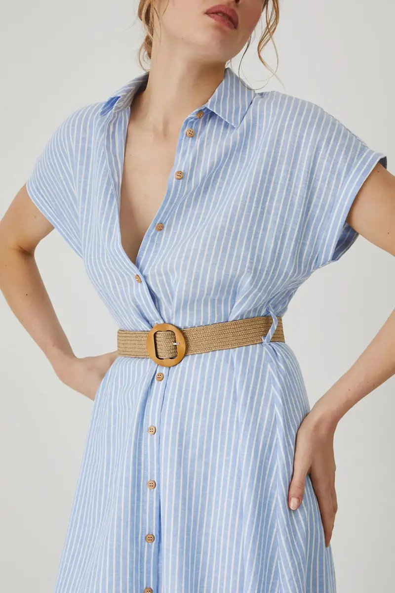 vestito di lino colore blu miniatura 5