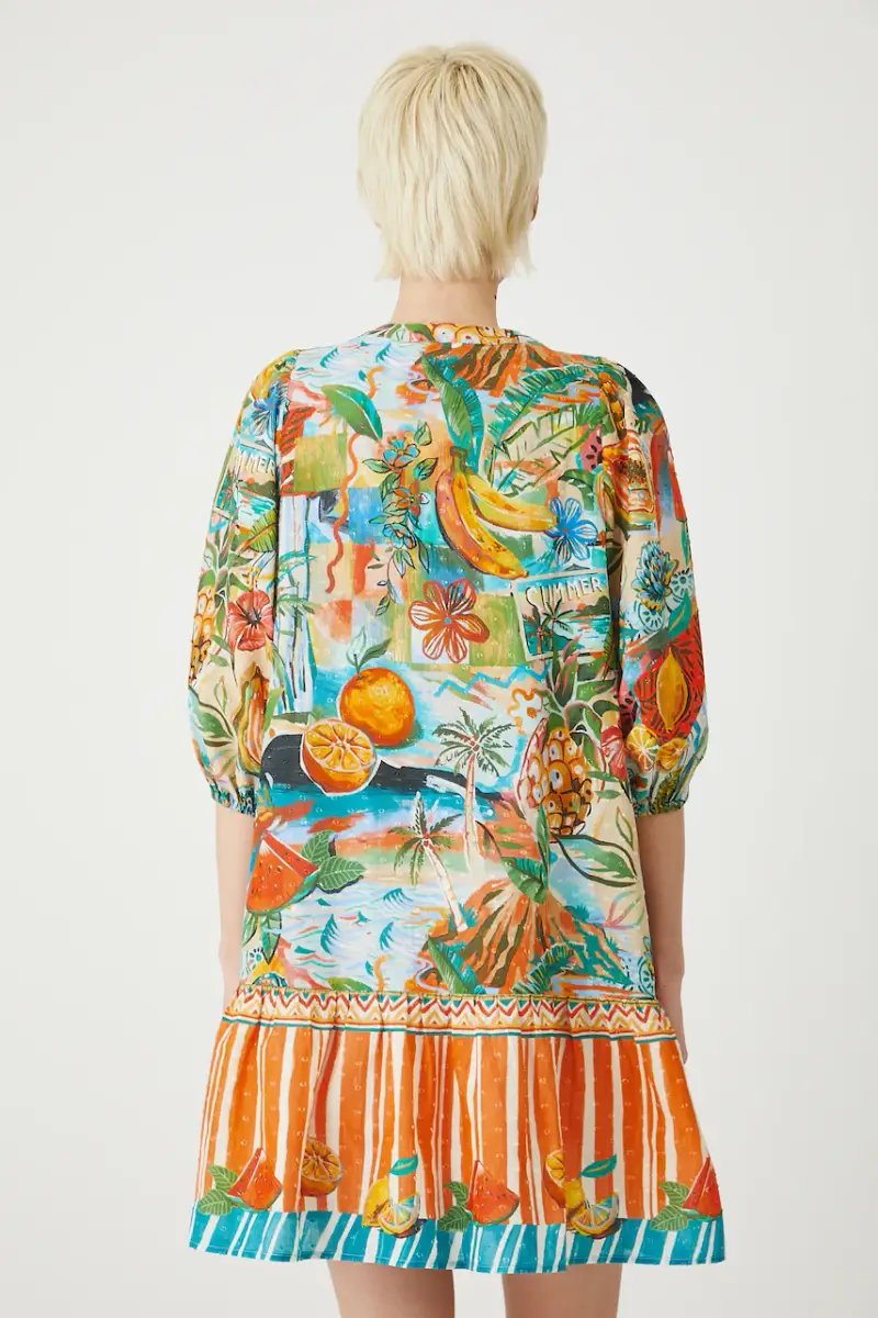 vestito in cotone Multicolore miniatura 3