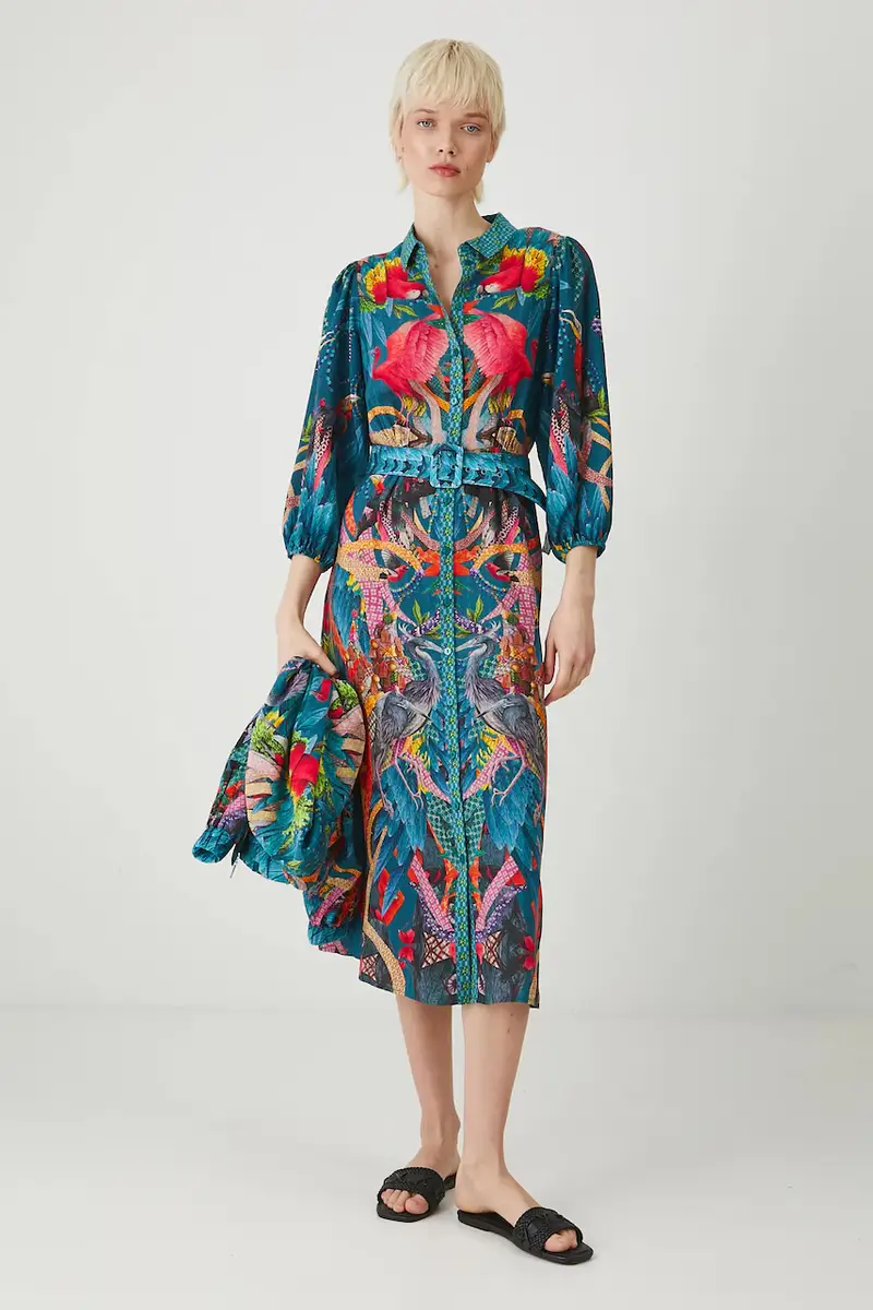 vestito multicolore midi linea dritta miniatura 2