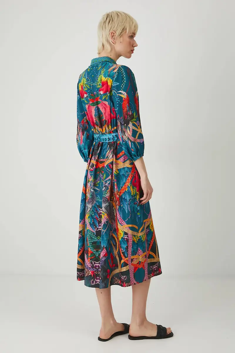 vestito multicolore midi linea dritta miniatura 3