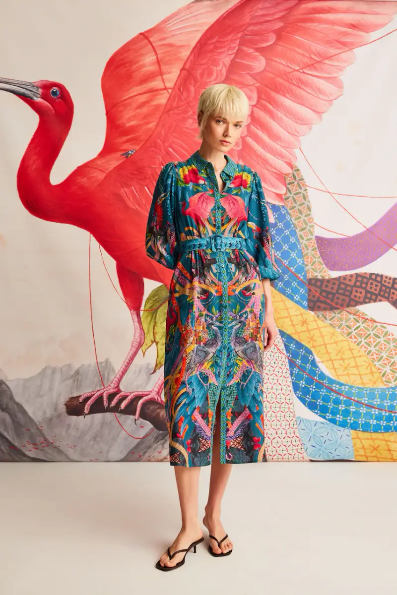 vestito multicolore midi linea dritta