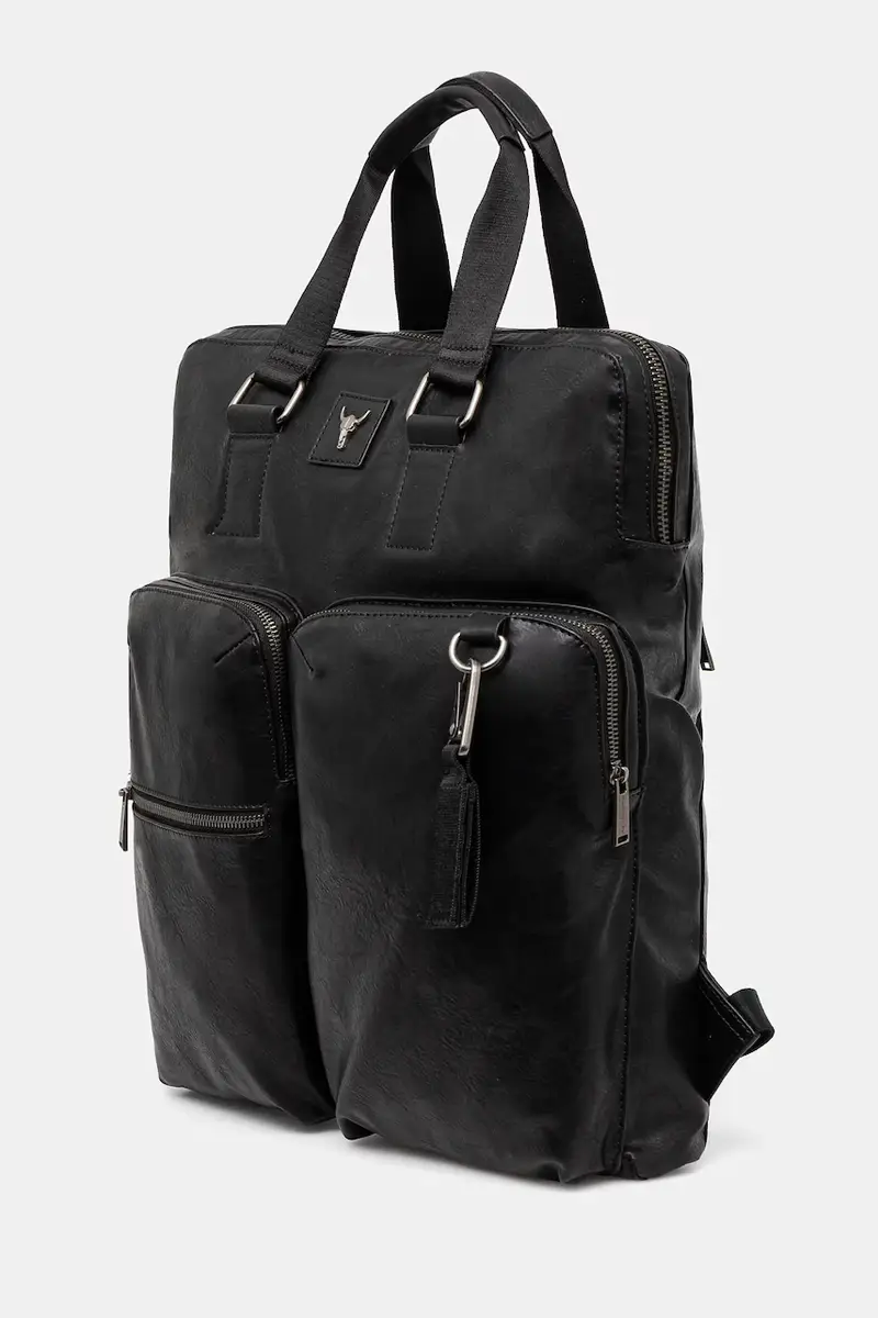 Medicine Zaino nero in pelle con tasche interne miniatura 2